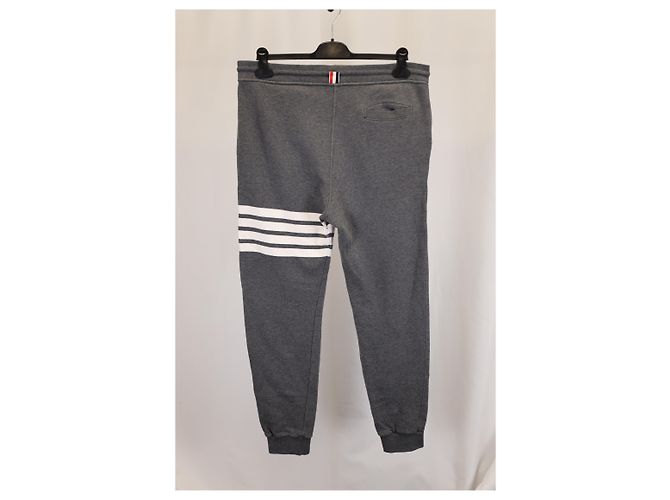 Thom Browne Grey Engineered 4 Bar Jersey Sweatpants 4 in Grey Cotton - view 10