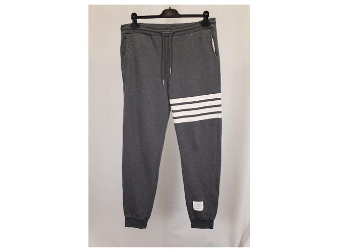 Thom Browne Grey Engineered 4 Bar Jersey Sweatpants 4 in Grey Cotton - view 8