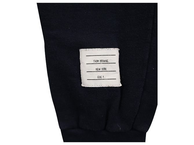 Thom Browne Grey Engineered 4 Bar Jersey Sweatpants 4 in Navy Blue Cotton - view 2