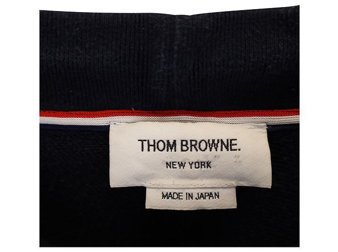 Thom Browne Grey Engineered 4 Bar Jersey Sweatpants 4 in Navy Blue Cotton - view 3