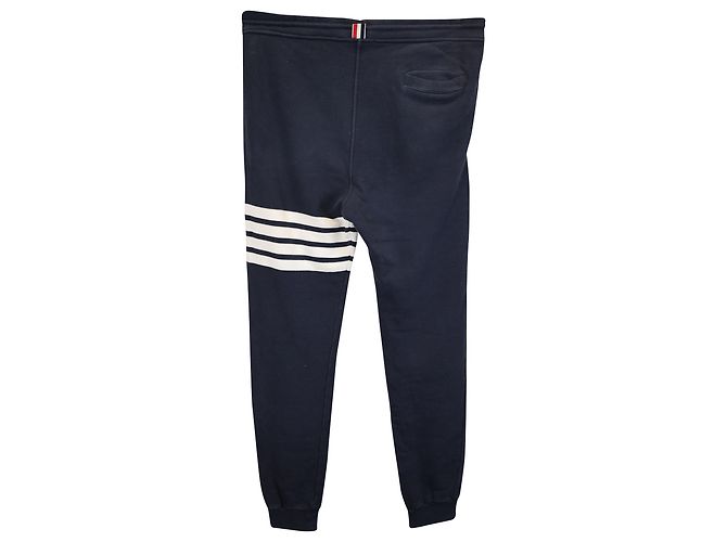 Thom Browne Grey Engineered 4 Bar Jersey Sweatpants 4 in Navy Blue Cotton - view 4