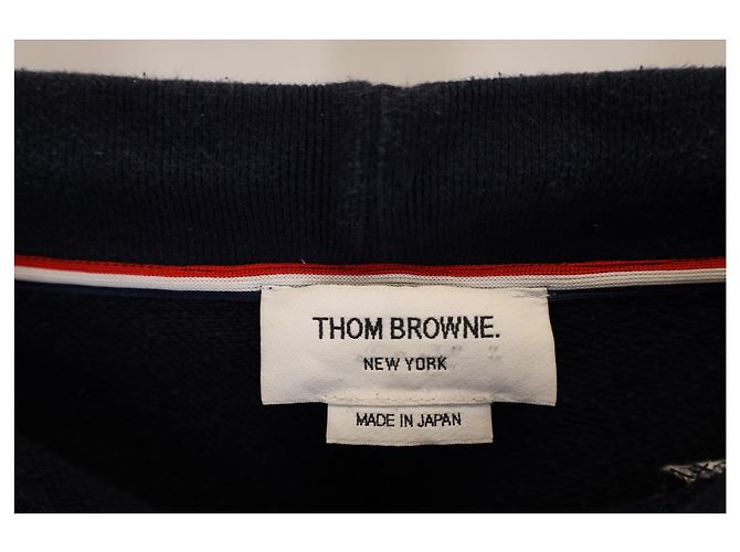 Thom Browne Grey Engineered 4 Bar Jersey Sweatpants 4 in Navy Blue Cotton - view 5