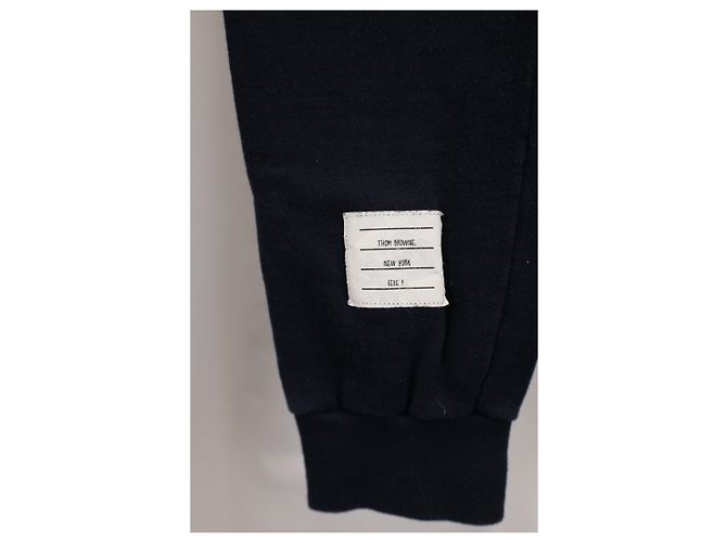Thom Browne Grey Engineered 4 Bar Jersey Sweatpants 4 in Navy Blue Cotton - view 6