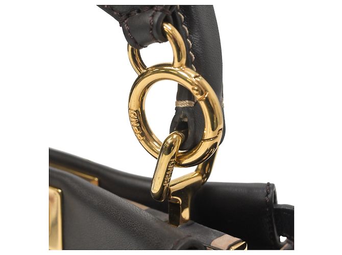 Borsa Mini Peekaboo Fendi in pelle marrone scuro - vista 10