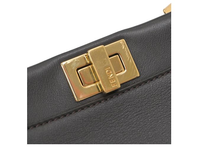 Borsa Mini Peekaboo Fendi in pelle marrone scuro - vista 12