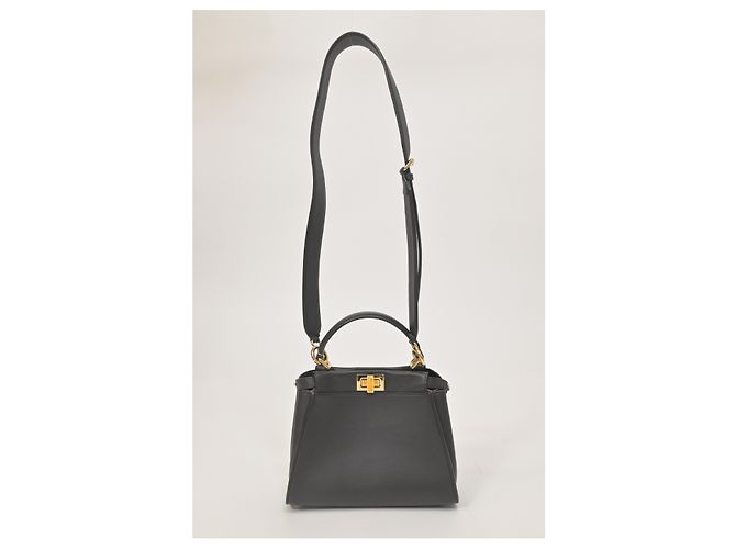 Borsa Mini Peekaboo Fendi in pelle marrone scuro - vista 13