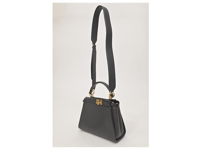Borsa Mini Peekaboo Fendi in pelle marrone scuro - vista 15