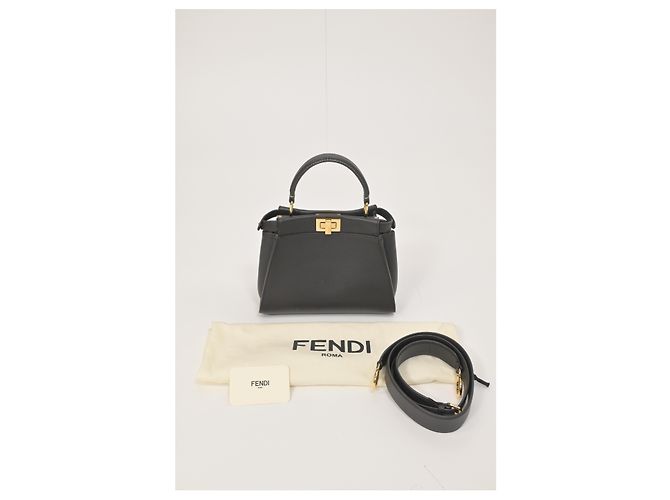 Borsa Mini Peekaboo Fendi in pelle marrone scuro - vista 23