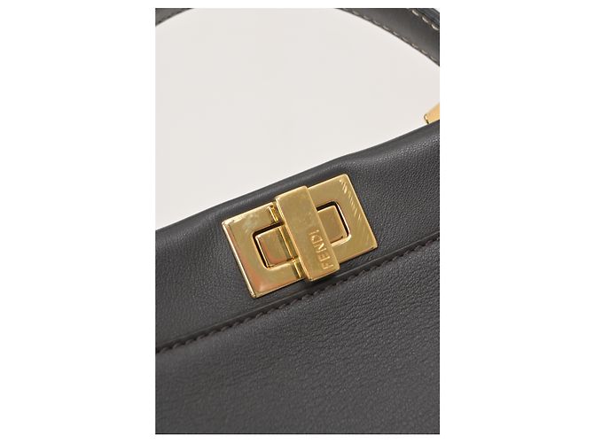 Borsa Mini Peekaboo Fendi in pelle marrone scuro - vista 24