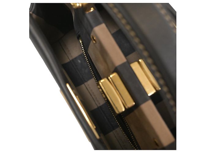 Borsa Mini Peekaboo Fendi in pelle marrone scuro - vista 5