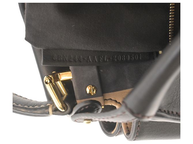 Borsa Mini Peekaboo Fendi in pelle marrone scuro - vista 8