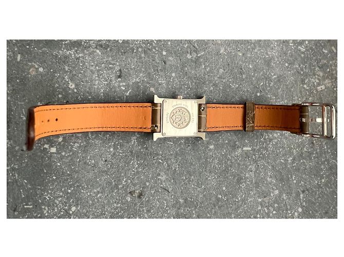 Reloj Hermès Heure H Diamantes Correa de Cocodrilo Plata - vista 5