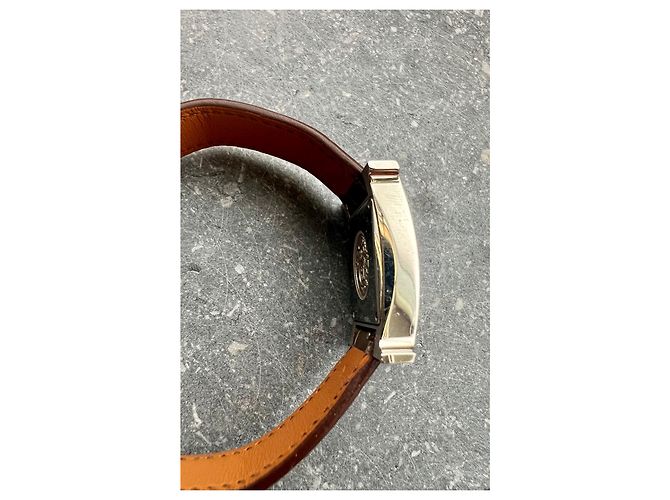 Reloj Hermès Heure H Diamantes Correa de Cocodrilo Plata - vista 7