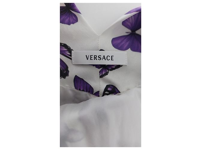 Vestido Versace de seda con estampado de mariposas moradas Multicolor - vista 10