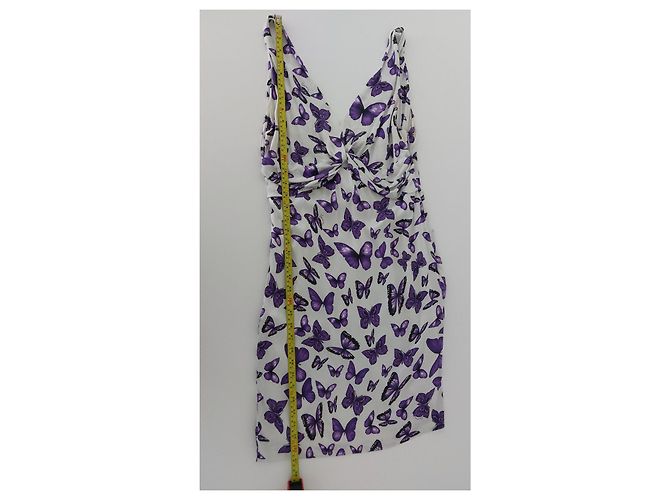 Vestido Versace de seda con estampado de mariposas moradas Multicolor - vista 13