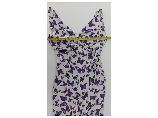 Vestido Versace de seda con estampado de mariposas moradas Multicolor - vista 15