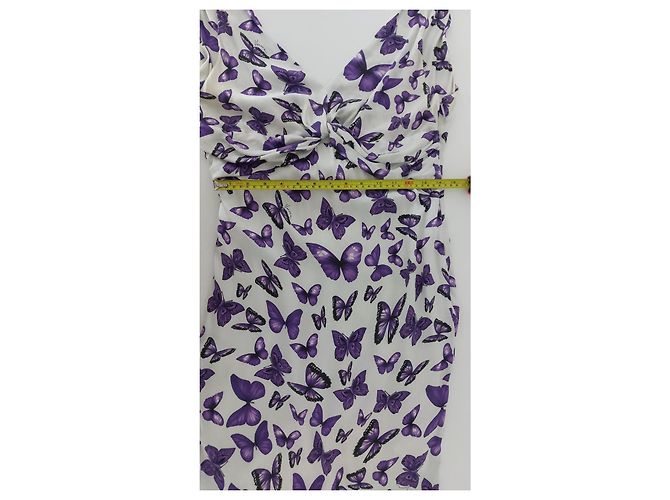Vestido Versace de seda con estampado de mariposas moradas Multicolor - vista 17