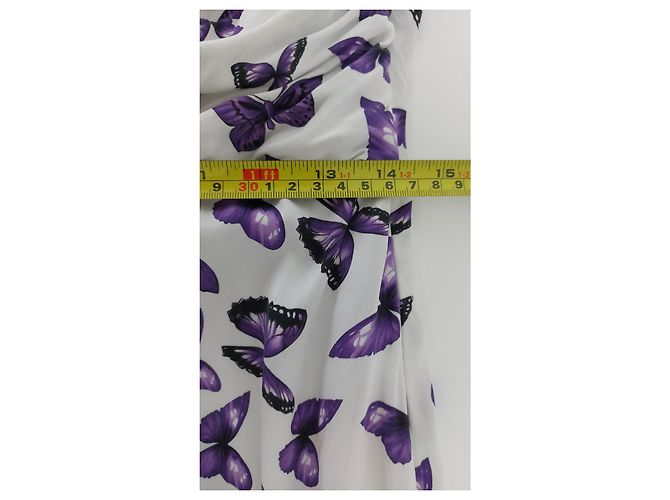 Vestido Versace de seda con estampado de mariposas moradas Multicolor - vista 18