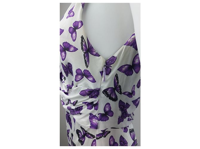 Vestido Versace de seda con estampado de mariposas moradas Multicolor - vista 19