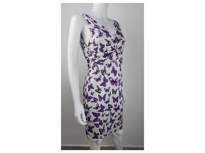 Vestido Versace de seda con estampado de mariposas moradas Multicolor - vista 2