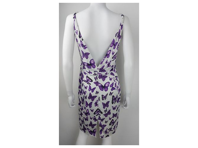 Vestido Versace de seda con estampado de mariposas moradas Multicolor - vista 4