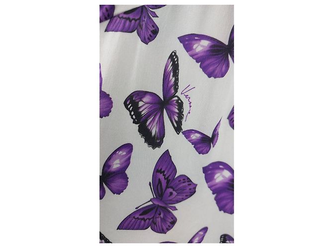 Vestido Versace de seda con estampado de mariposas moradas Multicolor - vista 5