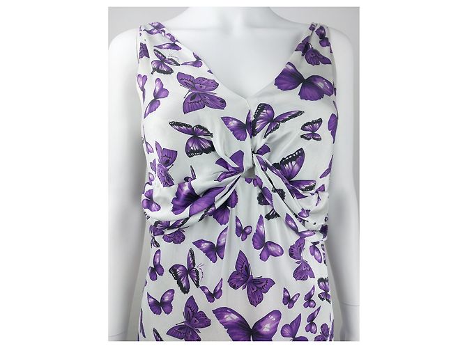 Vestido Versace de seda con estampado de mariposas moradas Multicolor - vista 6
