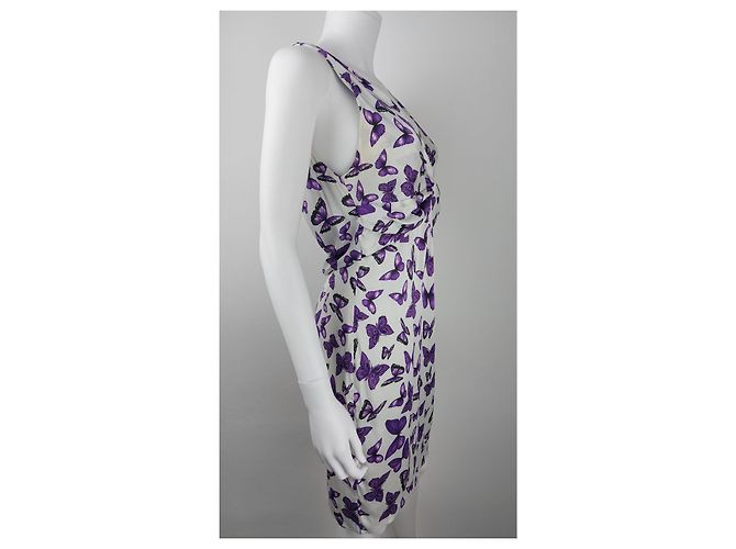 Vestido Versace de seda con estampado de mariposas moradas Multicolor - vista 7