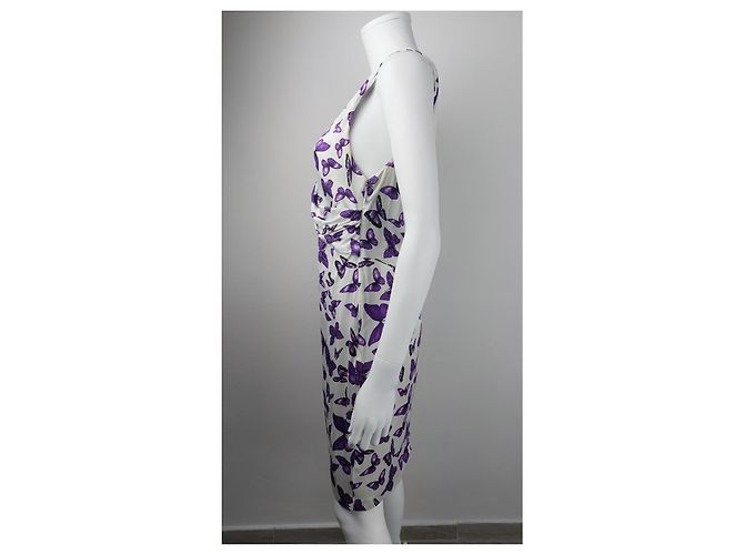 Vestido Versace de seda con estampado de mariposas moradas Multicolor - vista 8