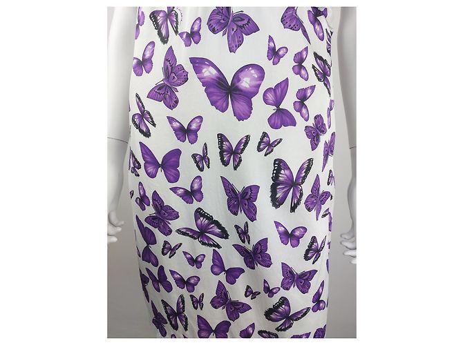Vestido Versace de seda con estampado de mariposas moradas Multicolor - vista 9