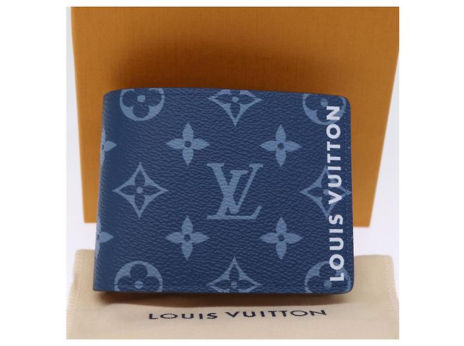LOUIS VUITTON Monogram Portafoglio Slender Billfold Blu M82798 LV Auth 77435S Monogramma - vista 12