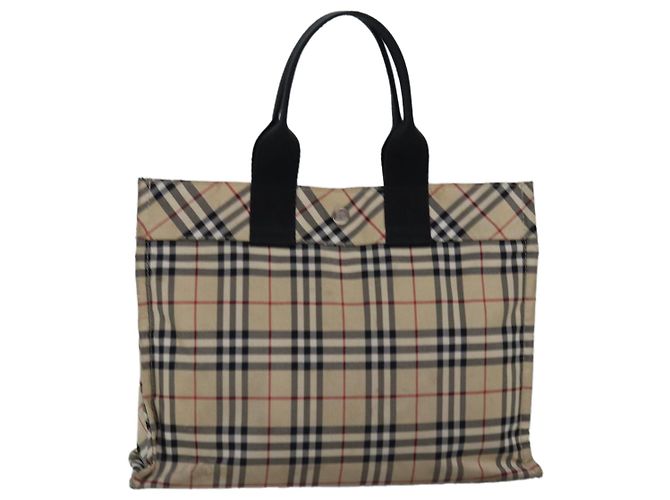 Bolso de mano de nylon beige Burberry Nova Check Blue Label Auth bs15174 - vista 13