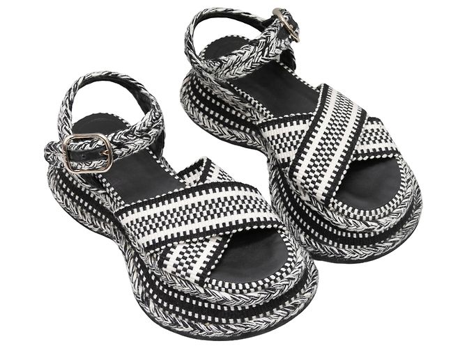 Chloé Schwarze & weiße gewebte Plattformsandalen von Chloe Größe 35 - Ansicht 2