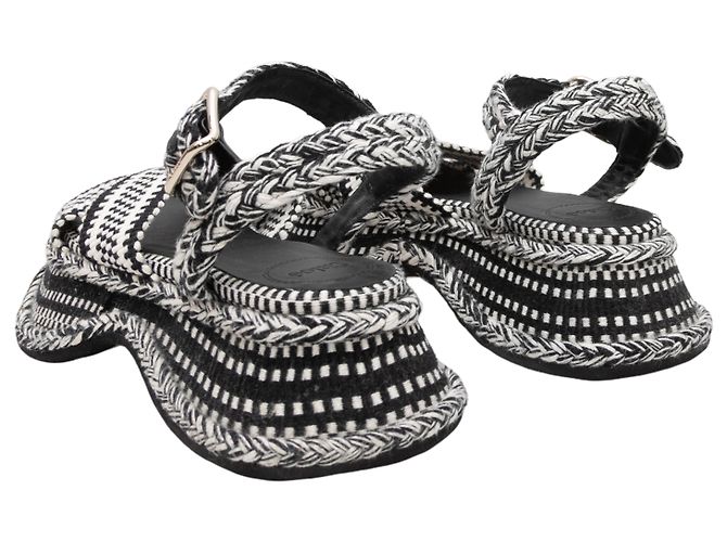 Chloé Schwarze & weiße gewebte Plattformsandalen von Chloe Größe 35 - Ansicht 4