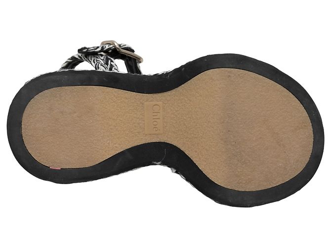 Chloé Schwarze & weiße gewebte Plattformsandalen von Chloe Größe 35 - Ansicht 5