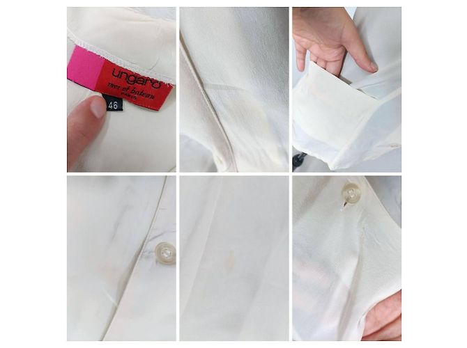 Emanuel Ungaro Camicia in seta bianca vintage Ungaro, Ungaro mare e barca Bianco Bianco sporco - vista 7