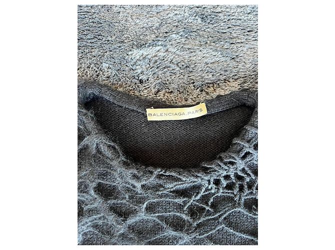 Strickpullover B/W aus Mohair von Balenciaga von Nicolas Ghesquière. Schwarz Weiß - Ansicht 2