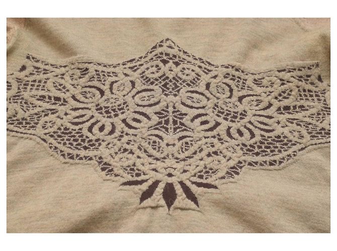 High Pullover Beige Blumen Wolle Alpaka Größe M - Ansicht 6