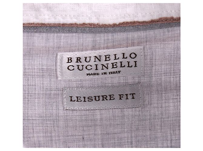 Camisa a rayas Leisure Fit de lino blanco de Brunello Cucinelli - vista 11