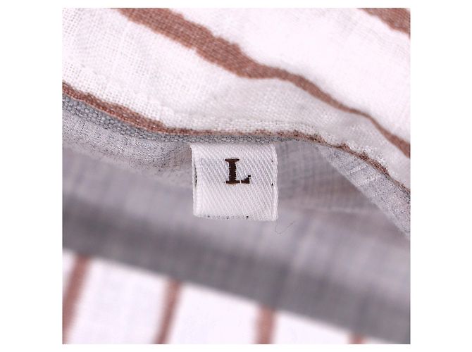 Camisa a rayas Leisure Fit de lino blanco de Brunello Cucinelli - vista 12