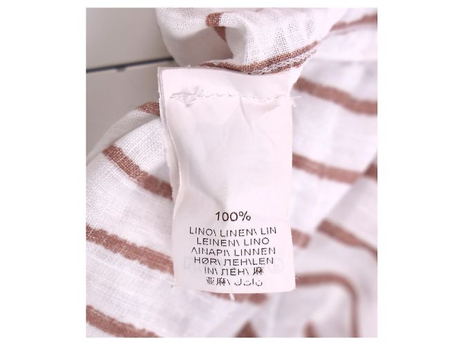 Camisa a rayas Leisure Fit de lino blanco de Brunello Cucinelli - vista 14