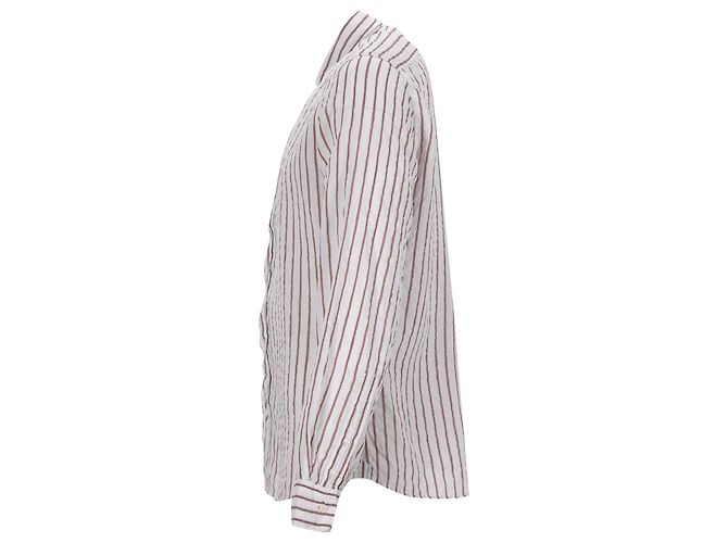 Camisa a rayas Leisure Fit de lino blanco de Brunello Cucinelli - vista 2