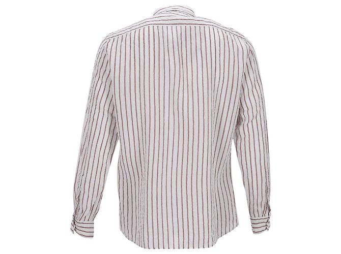 Camisa a rayas Leisure Fit de lino blanco de Brunello Cucinelli - vista 3