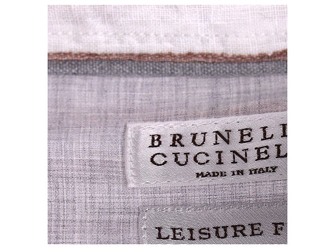 Camisa a rayas Leisure Fit de lino blanco de Brunello Cucinelli - vista 4