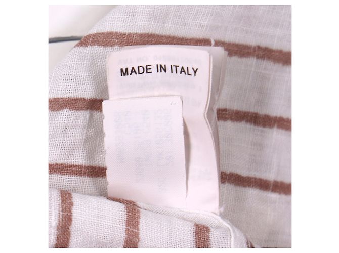 Camisa a rayas Leisure Fit de lino blanco de Brunello Cucinelli - vista 6