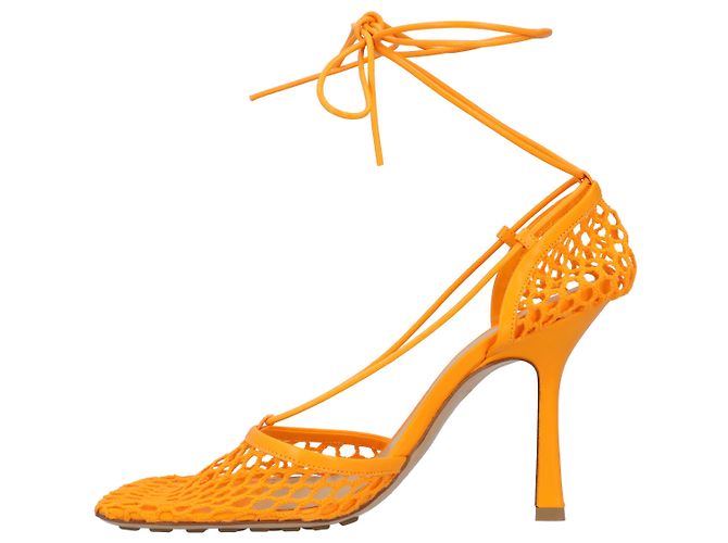 Sandalo con lacci elasticizzato Bottega Veneta arancione - vista 3