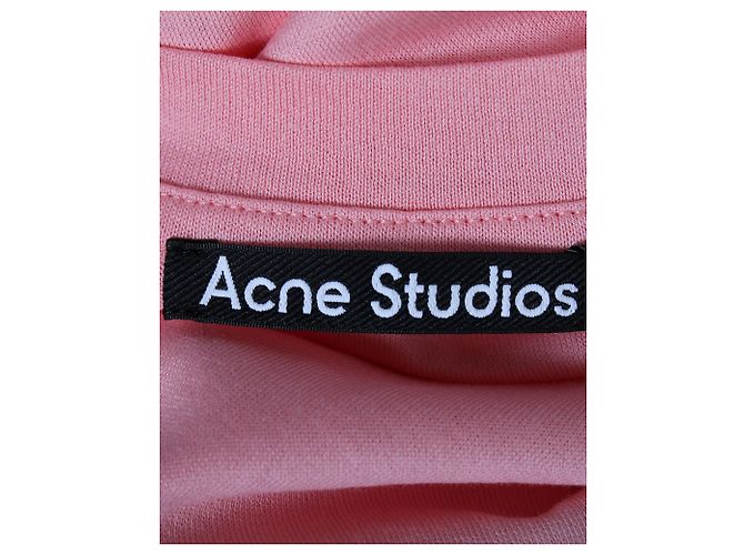 Camiseta con parche de cara de Acne Studios en algodón rosa - vista 4