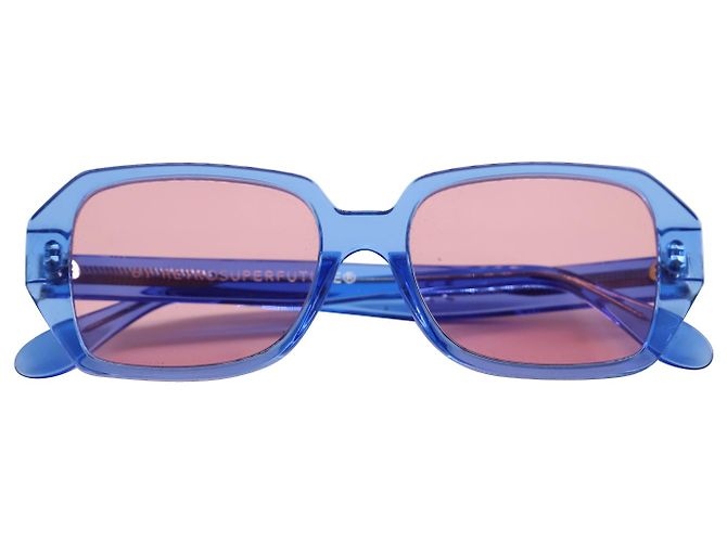 Autre Marque Retrosuperfuture Limone Wagwan Bubbagum Rectangular Sunglasses in Blue Acetate - view 6