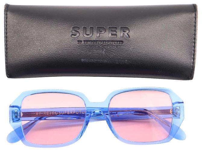 Autre Marque Retrosuperfuture Limone Wagwan Bubbagum Rectangular Sunglasses in Blue Acetate - view 7