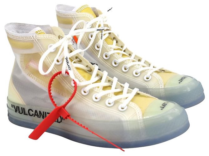 Off White Baskets montantes Off-White x Converse Chuck 70 "Vulcanized" en textile synthétique blanc/transparent - vue 3